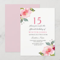 Sweet Peach Pink Flower 15e anniversaire invitatio