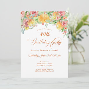 Invitation Sweet Peach Roses Floral 80e