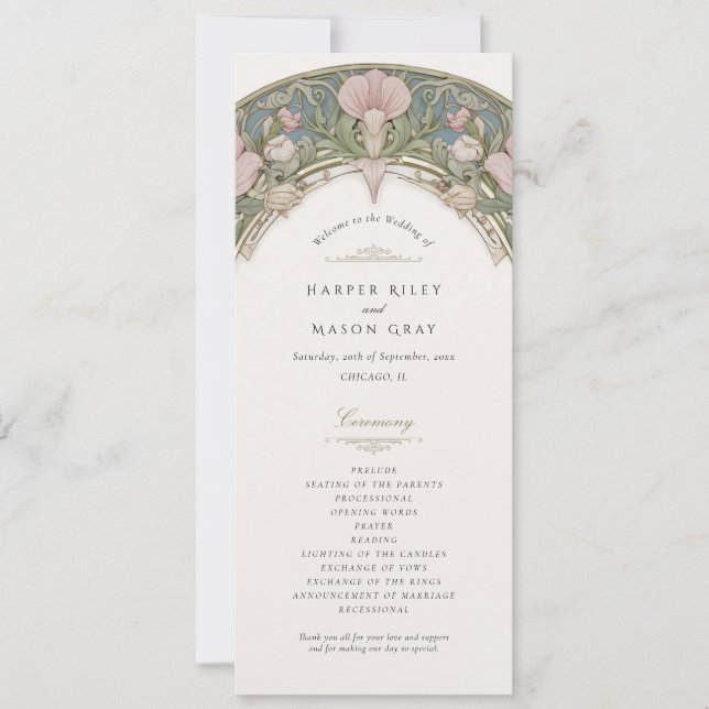 Invitation Sweet Peas Wedding Ceremony Program (Devant)