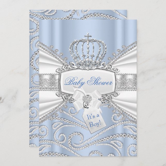 Invitation Sweet Petit Prince Diamond Baby shower garçon (Devant / Derrière)