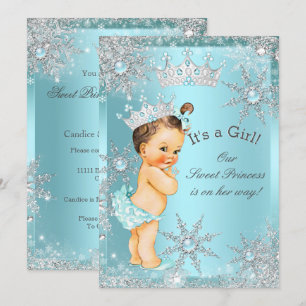 Invitation Sweet Princess Baby shower fille Turquoise Brunett