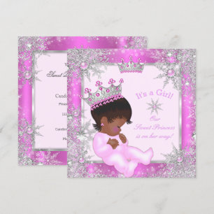 Invitation Sweet Princess Baby shower Flocon de neige rose