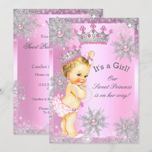 Invitation Sweet Princess Baby shower Wonderland Blonde rose