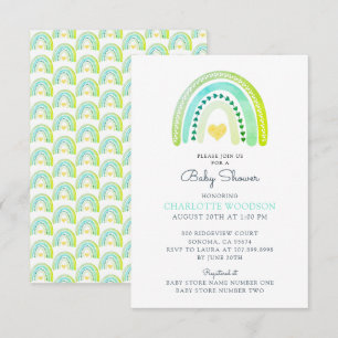 Invitation Sweet Rainbow Watercolor Baby shower garçon