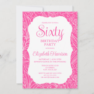 Invitation Sweet Rose Flora Femme Soixante-60e fête d'anniver