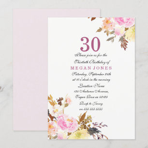 Invitation Sweet Rose Floral Script 30e anniversaire Invitati