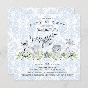Invitation Sweet Safari Animaux Baby shower garçons