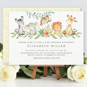 Invitation Sweet Safari Animaux Baby shower neutre