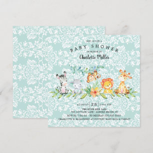 Invitation Sweet Safari Animaux Baby shower neutre genre
