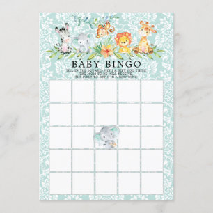 Invitation Sweet Safari Animaux BINGO Baby shower Jeu