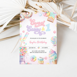 Invitation Sweet Sassy et One Pastel Candy premier anniversai