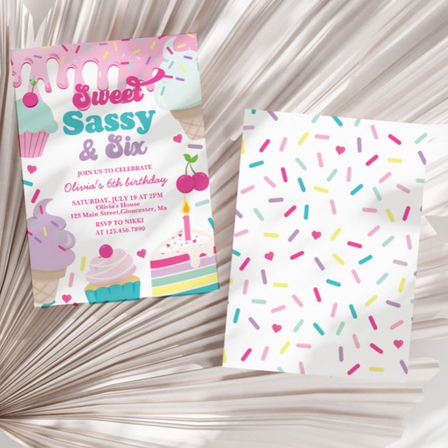 Invitation Sweet Sassy et Six Glaces Crème et Gâteau Annivers (Créateur téléchargé)