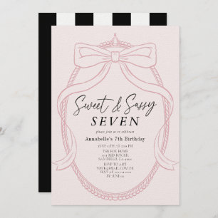 Invitation Sweet & Sassy Rose Tiara & Bow Girl Anniversaire