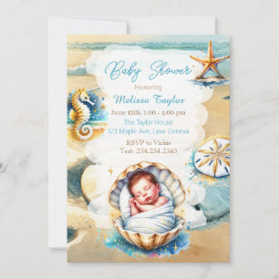 Invitation Sweet Seaside Boy's Baby shower Côtier Thème