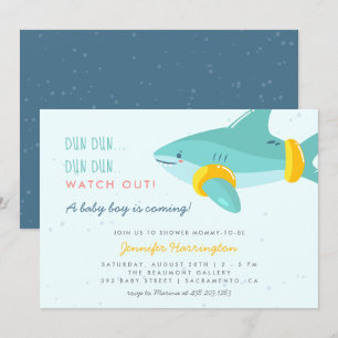 Invitation Sweet Shark Summer Ocean à thème Baby shower garço
