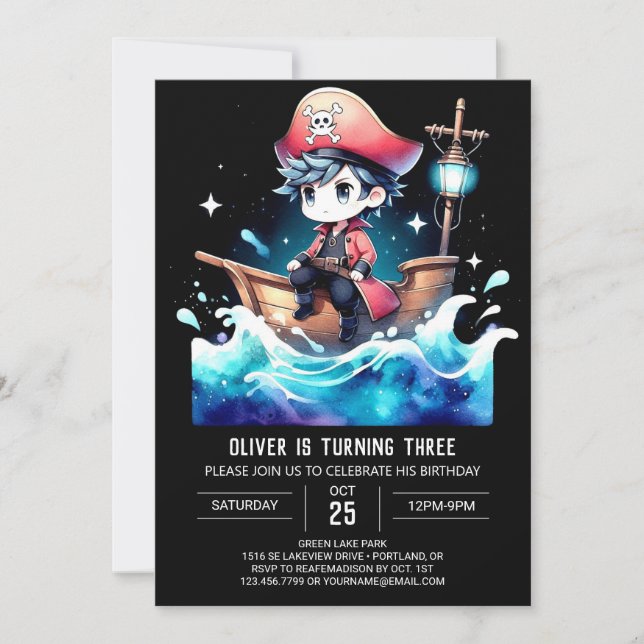 Invitation Sweet Ship Pirate Anniversaire (Devant)