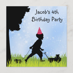 Invitation Sweet Silhouette Boys 4e fête d'anniversaire