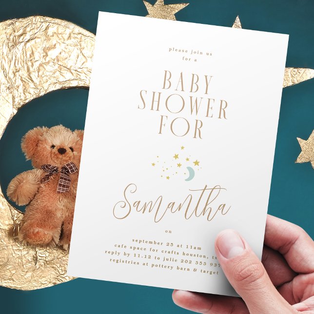 Invitation Sweet Simple lune moderne et Baby shower étoiles (Créateur téléchargé)