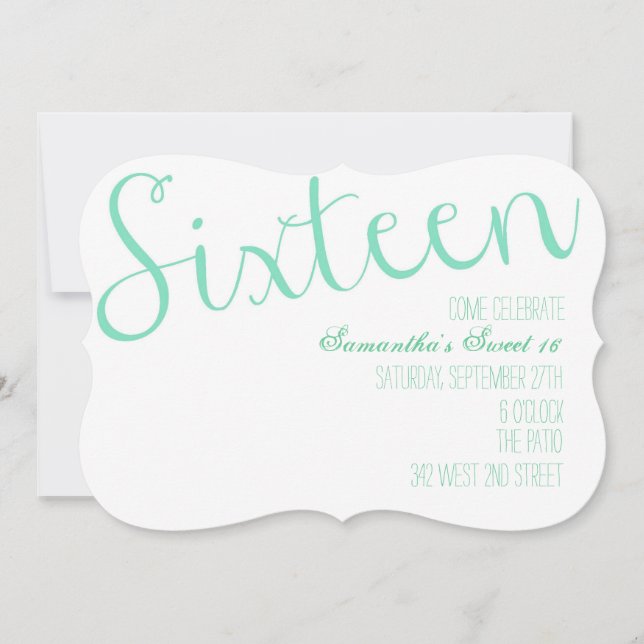 Invitation Sweet sixteen (Devant)