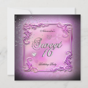 Invitation Sweet sixteen 16 16ème Parti Pretty Pink