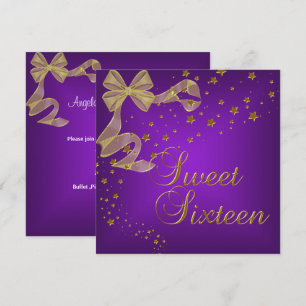 Invitation Sweet Sixteen 16 Anniversaire Fête Étoiles Dorées