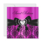 Sweet sixteen 16 Anniversaire Fête Rose Noir Damas