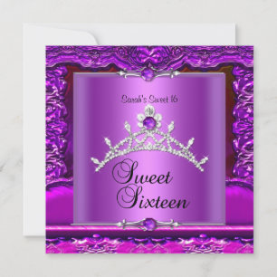 Invitation Sweet sixteen 16 Anniversaire rose violet argent T