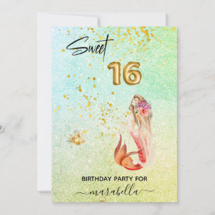 Invitation *~ SWEET SIXTEEN 16 Anniversaire Sirène Ombrée Fêt