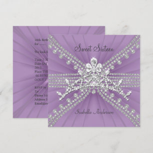 Invitation Sweet Sixteen 16 Diadème Lilas Fête d'anniversaire