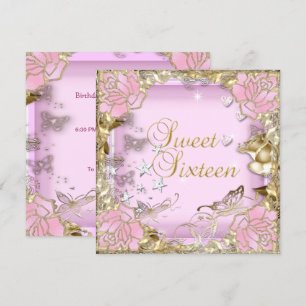 Invitation Sweet Sixteen 16 Floral Rose Gold