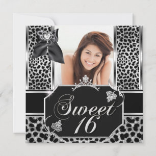 Invitation Sweet sixteen 16 Leopard Anniversaire Photo