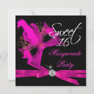 Invitation Sweet sixteen 16 Masquerade rose chaud