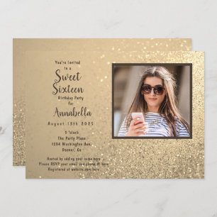 Invitation Sweet sixteen 16 Parties scintillant d'or photo An