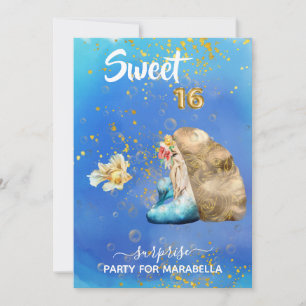 Invitation *~* SWEET SIXTEEN 16 Pearl Mermaid Anniversaire