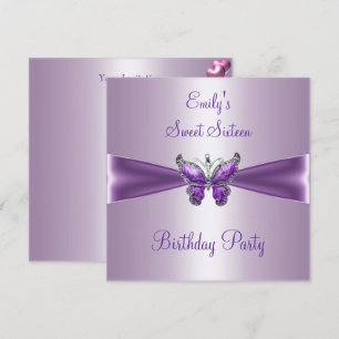 Invitation Sweet Sixteen 16 Violet Mauve Papillon Anniversair