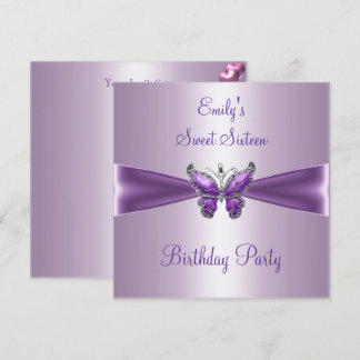 Invitation Sweet Sixteen 16 Violet Mauve Papillon Anniversair