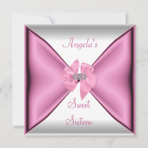 Invitation Sweet Sixteen 16e Anniversaire Fete Rose Bow