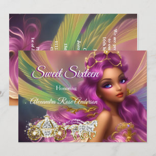 Invitation Sweet sixteen 16ème Fairytale Purple Rose Carriage