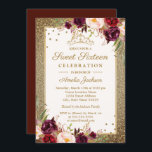 Invitation Sweet sixteen à fleurs d'or de Bourgogne<br><div class="desc">Plus de jolies Invitations de Sweet sixteen dans le Little Bayleigh Store!</div>