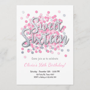 Invitation Sweet sixteen à l'anniversaire Girl Pin