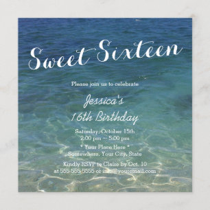 Invitation Sweet sixteen à thème Blue Ocean Beach