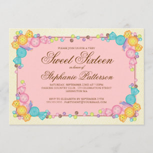 Invitation Sweet sixteen à thème très sucré