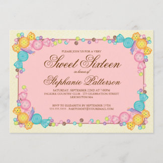 Invitation Sweet sixteen à thème très sucré