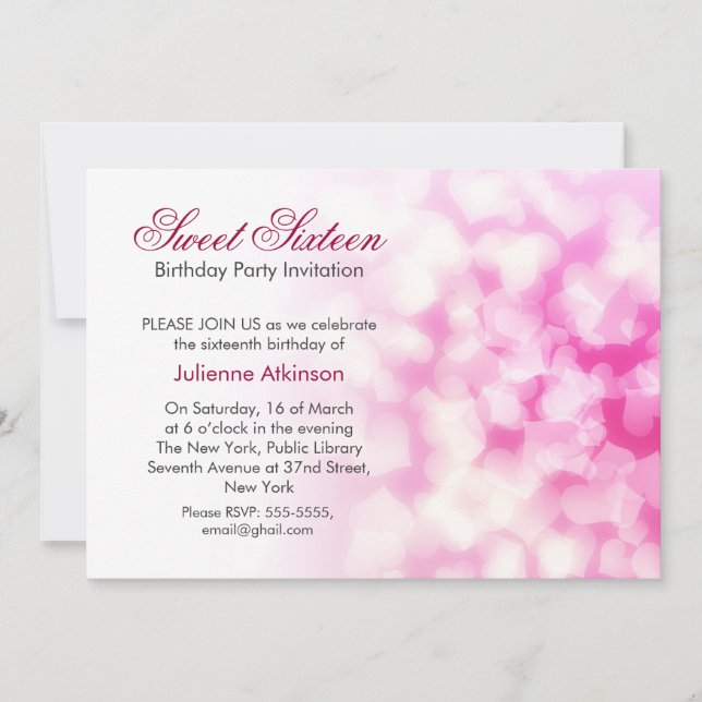 Invitation sweet sixteen anniversaire (Devant)