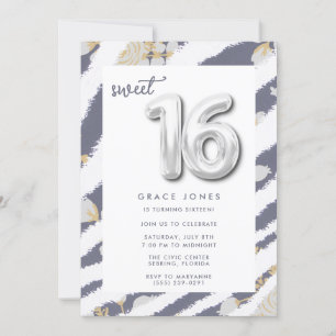 Invitation Sweet sixteen Anniversaire Balloon Ado Fille
