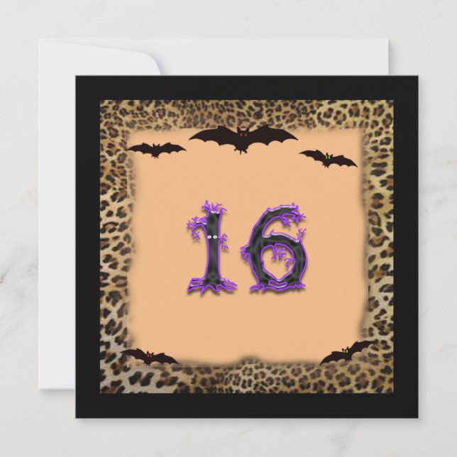 Invitation Sweet sixteen Anniversaire, Halloween (Devant)