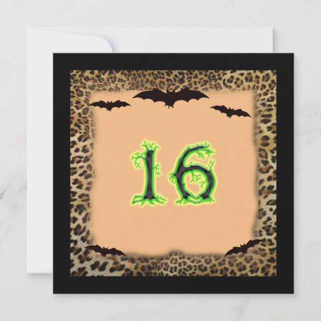 Invitation Sweet sixteen Anniversaire, Halloween, chauves-sou (Devant)