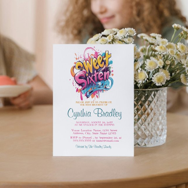 Invitation Sweet sixteen Anniversaire I Style Graffiti 2 (Créateur téléchargé)