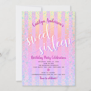 Invitation Sweet sixteen Anniversaire rose violet Ombre rayur