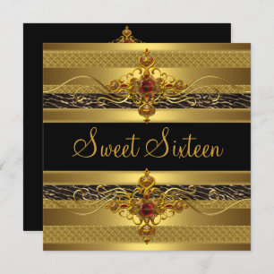 Invitation Sweet sixteen Anniversaire Sauvage Élégant Or Rich